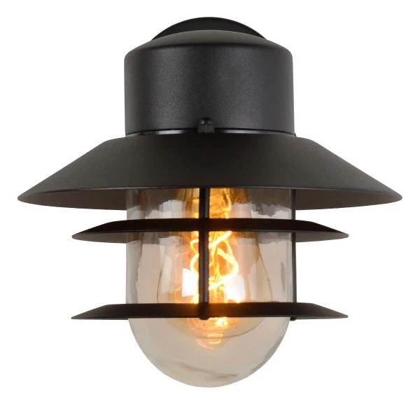 Lucide ZICO - Wandlamp Binnen/Buiten - 1xE27 - IP44 - Zwart - detail 2